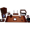 Mocha Brown 16 Piece Classic Top Grain Leather Desk Set